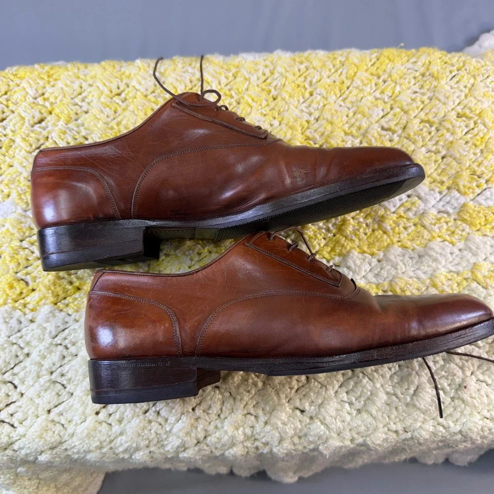Bruno Magli Solo Mens Brown Leather Oxford Dress Shoes Made in Italy Siz 9 45326